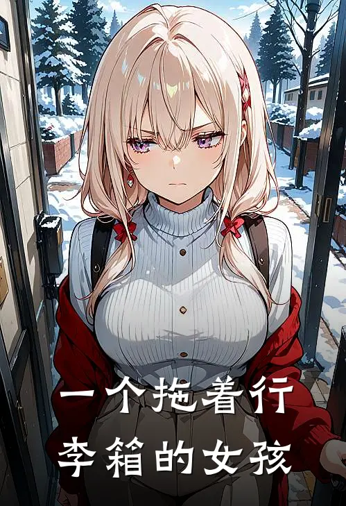 一个拖着行李箱的女孩