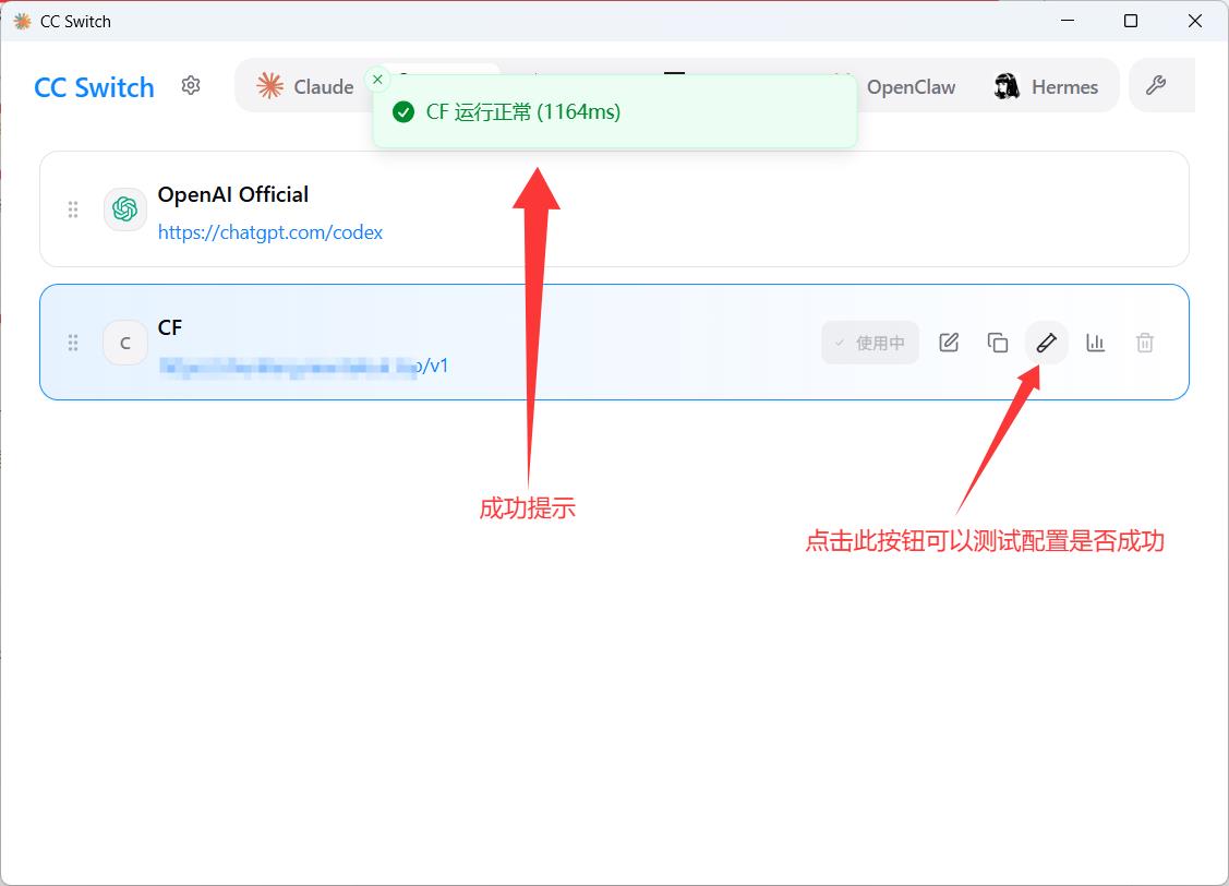 Codex 多环境连接测试截图